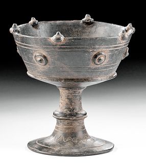 Etruscan Bucchero Pottery Stemmed Chalice