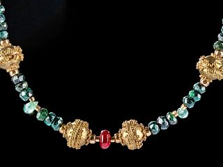 Mughal 21K+ Gold, Ruby, & Emerald Necklace