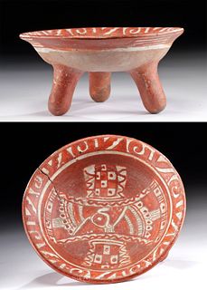 Mixtec Pottery Tripod Rattle Dish - Nicely Decorated