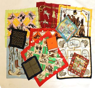 COUTURE. Collection of (11) Hermes Silk Scarves.