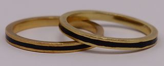 JEWELRY. (2) Hidalgo 18kt Gold and Enamel Rings.