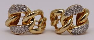 JEWELRY. Pair of 14kt Gold and Diamond Earrings.