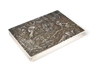A RUSSIAN SILVER CIGARETTE CASE WITH SCENE FROM GOGOL, MOSCOW, 1908-1917
