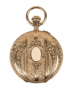 A HY MOSER & CIE 14K YELLOW GOLD POCKET WATCH, CASE NO. 100439