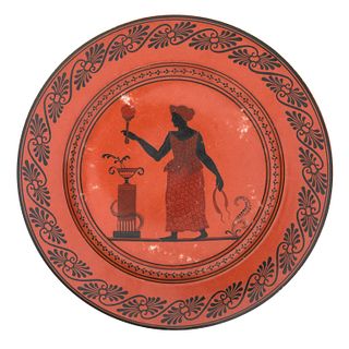 A RUSSIAN PORCELAIN PLATE FROM THE ETRUSCAN SERVICE, IMPERIAL PORCELAIN FACTORY, ST. PETERSBURG, PERIOD OF NICHOLAS I (1825-1855)