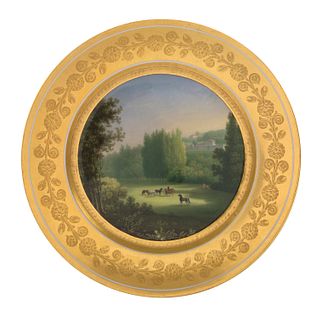 A RUSSIAN PORCELAIN PLATE, IMPERIAL PORCELAIN FACTORY, ST. PETERSBURG, PERIOD OF NICHOLAS I (1825-1855), 1827