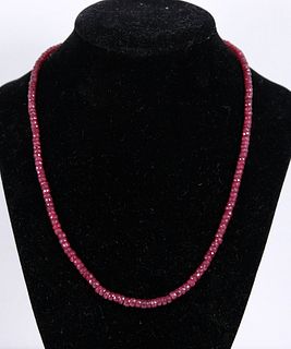 Natural Ruby Beaded String Necklace, 217 CTTW