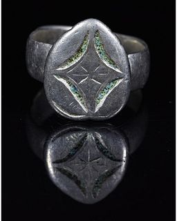 CRUSADERS PERIOD SILVER RING WITH STAR OF BETHLEHEM