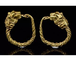 GREEK GOLD EARRINGS WITH LIONS