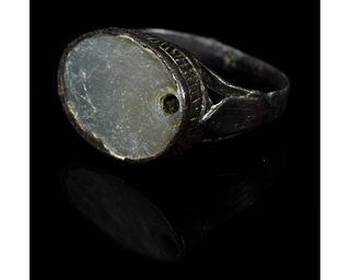 MEDIEVAL SILVER RING WITH GEM