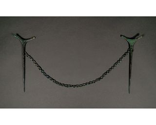 VIKING BRONZE CLOTH PIN WITH CHAIN - 680mm