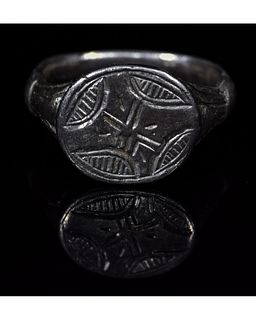 CRUSADERS PERIOD SILVER RING WITH STAR OF BETHLEHEM