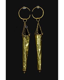 LARGE ROMAN GOLD EARRINGS WITH CONES