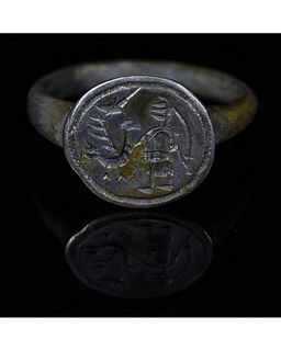 MEDIEVAL SILVER RING WITH FIGURES