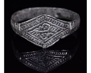 VIKING SILVER RING WITH RUNIC SYMBOLS