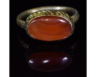 ROMAN GILDED SILVER RING WITH CARNELIAN