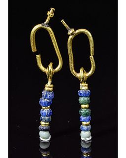 ROMANO-EGYPTIAN GOLD EARRINGS WITH BEADS