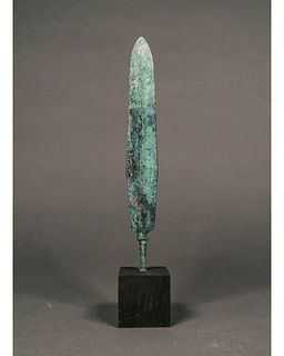 ANCIENT BRONZE SPEAR ON STAND