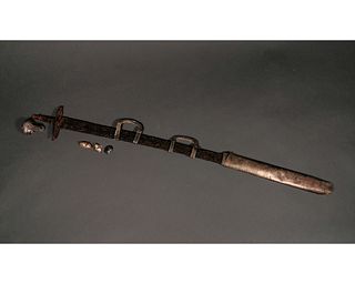 MEDIEVAL IRON SWORD IN A SILVER SCABBARD