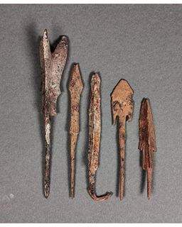 COLLECTION OF FIVE MEDIEVAL IRON ARROWS