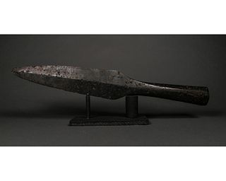 HEAVY VIKING IRON SOCKETED SPEAR ON STAND
