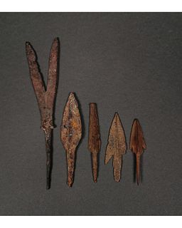 COLLECTION OF FIVE MEDIEVAL IRON ARROWS