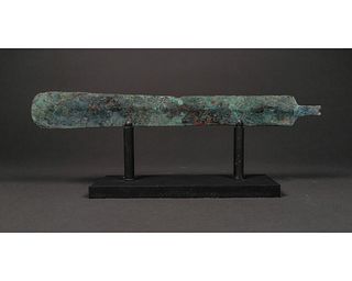 ANCIENT BRONZE DAGGER ON STAND