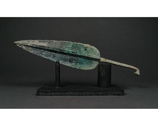 ANCIENT CYPRIOT LEAF-SHAPED SPEAR ON STAND