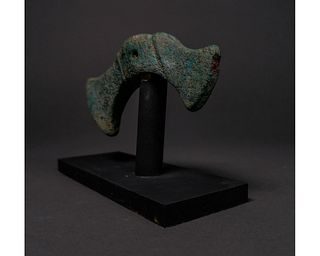 BRONZE AGE BATTLE AXE ON STAND