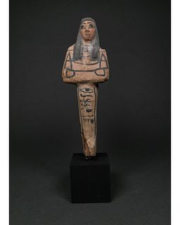 EGYPTIAN WOODEN SHABTI ON STAND