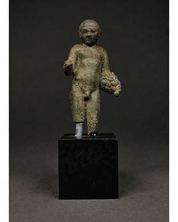 ROMAN BRONZE FIGURINE OF YOUNG MALE WITH GRAPES