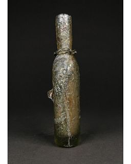 ROMAN GLASS FLASK WITH RING AROUND THE NECK