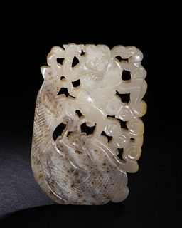 Chinese White Jade Dragon Plaque, Ming