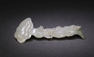 Chinese Carved White Jade Ruyi, 18–19th Century