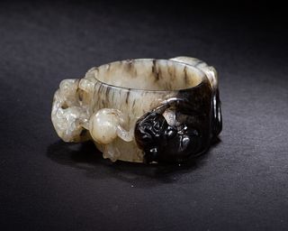 Chinese Jade Carved Ring, Ming or Earlier