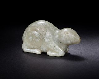 Chinese Mutton Fat Jade Carving of Squirrel, Ming