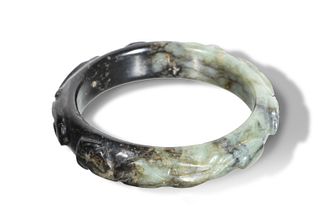 Chinese Jade Bangle with Cats, Ming or Earlier