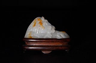 Chinese White Jade with Brown Skin Carving, 18th Century