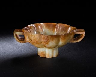 Chinese Jade Double-Handled Cup, Song or Yuan