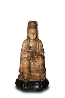 Chinese Soapstone Carved Guanyin, 18th Century