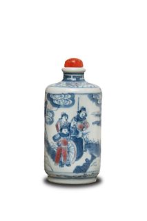 Chinese Blue & Red Landscape Snuff Bottle, 19th Century