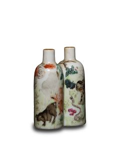 Chinese Famille Rose Twin Snuff Bottle, 19th Century