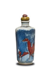 Chinese Blue & Red Snuff Bottle, 19th Century