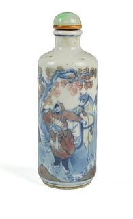 Chinese Blue & Red Underglaze Snuff Bottle, 19th Century