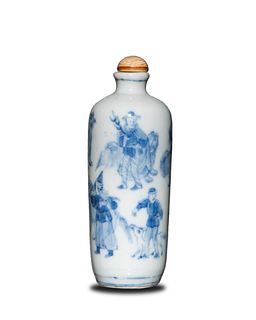 Chinese Blue, White, and Color Enamel Snuff Bottle