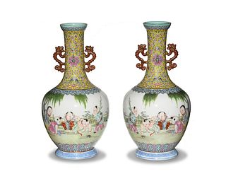 Pair of Chinese Famille Rose Vases, Republic