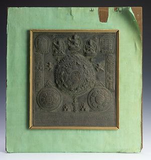 Tibetan Copper Zodiac Bagua Plaque, 18–19th Century