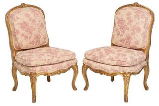 Pair of Louis XV Style Gilt Wood Backstools