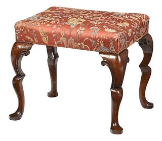 Queen Anne Style Upholstered Foot Stool