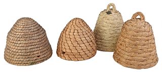 Four Coiled Rye Straw Bee Skeps